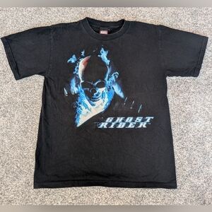 Vintage Y2K Ghost Rider Marvel Mad Engine Youth Large Graphic Black T-Shirt RARE